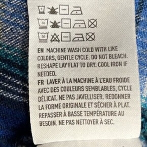 American Eagle Outfitters Blue Plaid Long Sleeve Button Down Flannel Shirt MED - Picture 10 of 10